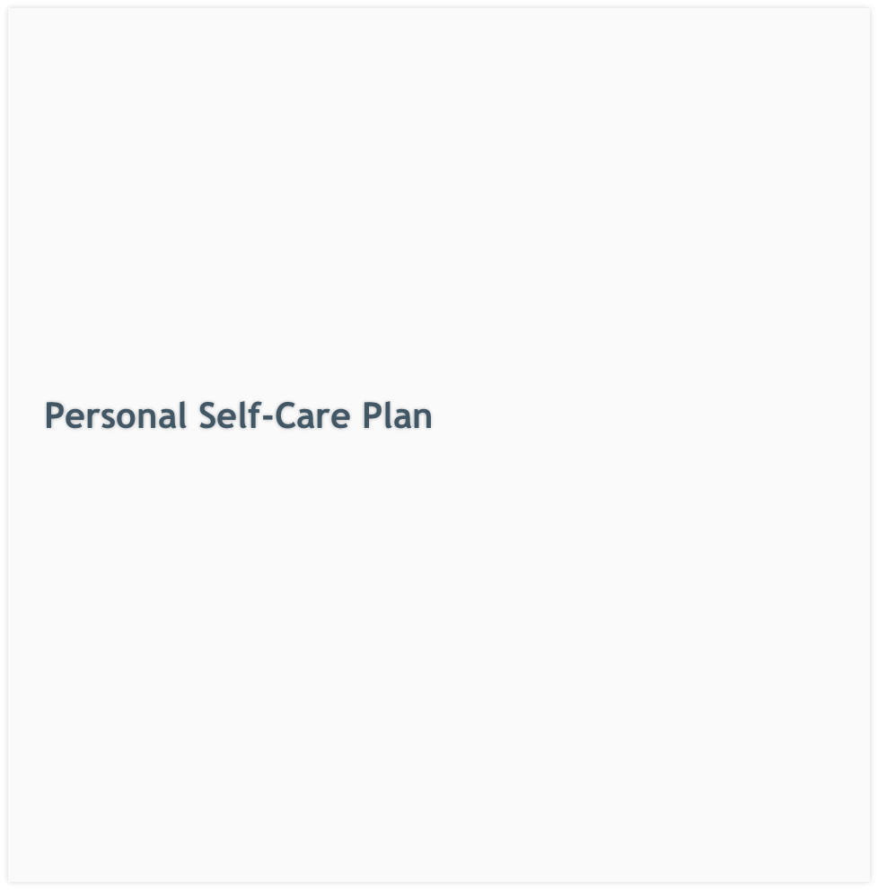 Personal Self-Care Plan
