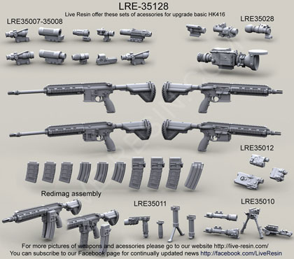 Live Resin 1/35 Heckler & Koch HK416 Mod Assault Rifle Long & Short Barrel Redi- Live Resin 1/35 Heckler & Koch HK416 Mod Assault Rifle Long & Short Barrel Redi-