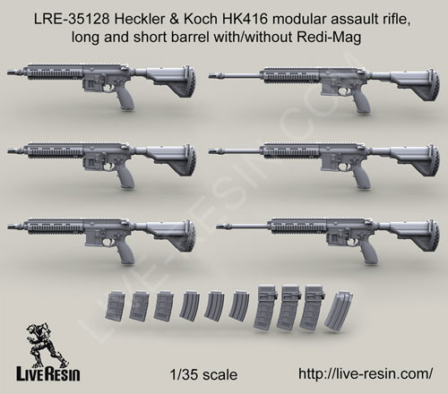 Live Resin 1/35 Heckler & Koch HK416 Mod Assault Rifle Long & Short Barrel Redi- Live Resin 1/35 Heckler & Koch HK416 Mod Assault Rifle Long & Short Barrel Redi-