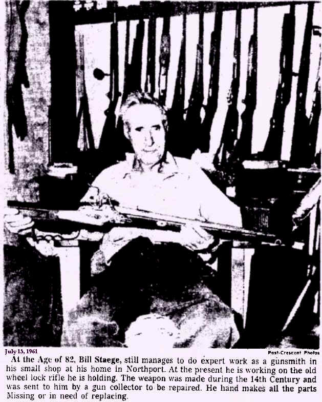 Appleton Post Crescent article about William ( Bill ) Staege in his Northport gunsmithing home