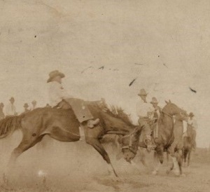 Bareback Contest in Dalhart Texas Rodeo c1800's