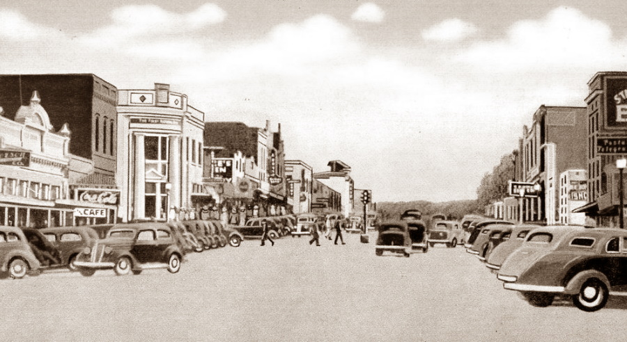 Big Spring Tx Street Scene1940s Postcard