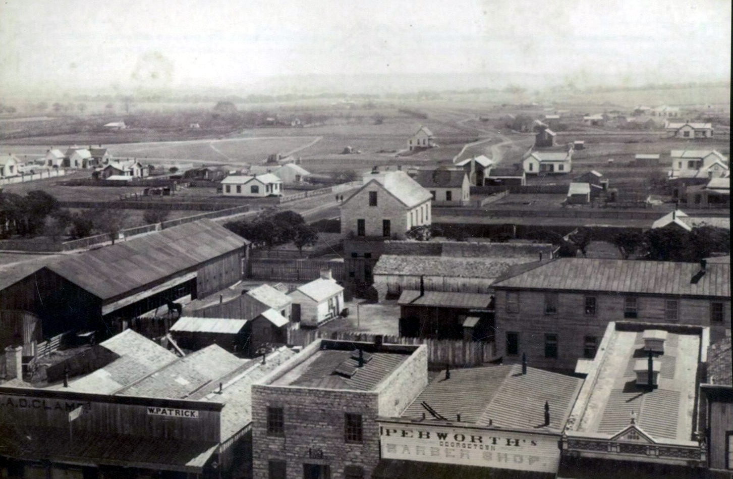 Birdseye View Georgetown Texas in 1880s