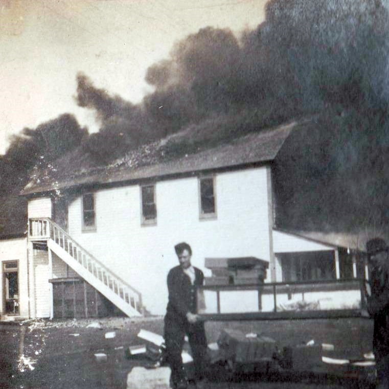 Building on Fire in Brownfield Texas  in 1920