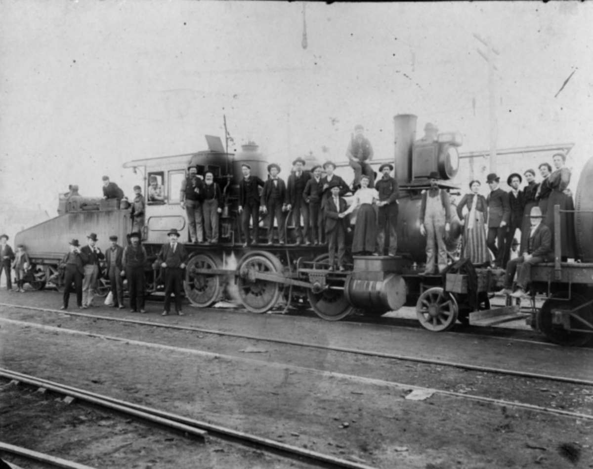 Childress Railroad Office Workers on Steam Locomotive 1890s