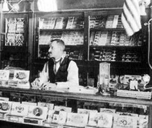 Flag Draped 1924 El Paso Cigar Store  Features Omar and Murad Cigarettes
