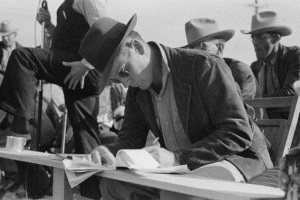 Clerk at horse auction, Eldorado, Tx 1939