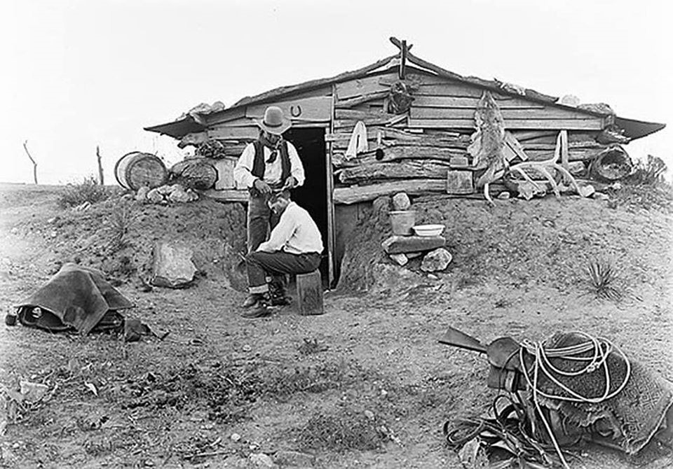 Cowboy Gets a Haircut on the Matador Ranch in 1908