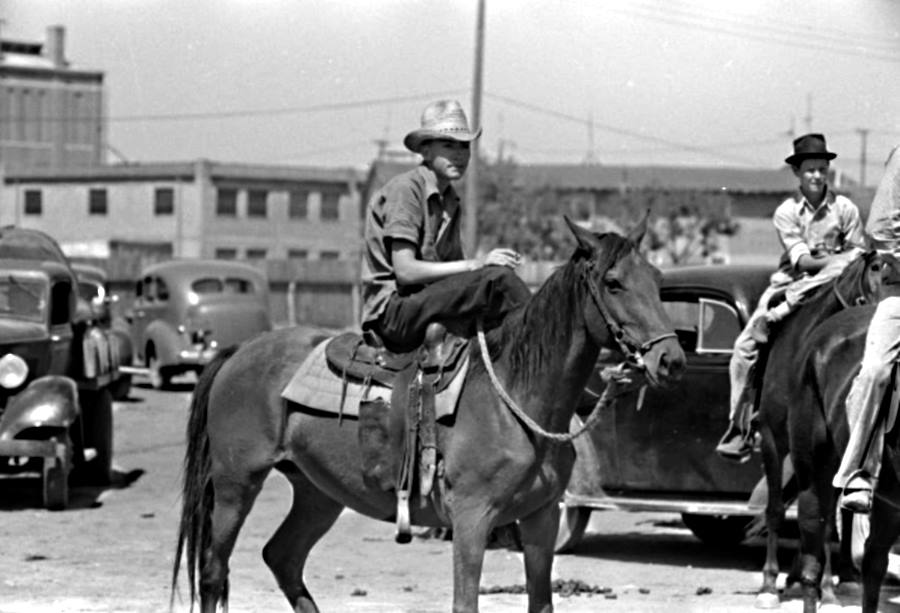 Cowboy Watches Polo Match from Horse in 1939
