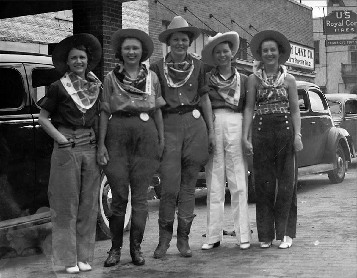 Dalhart Cowgirls at the XIT Ranch Rodeo in 1930's