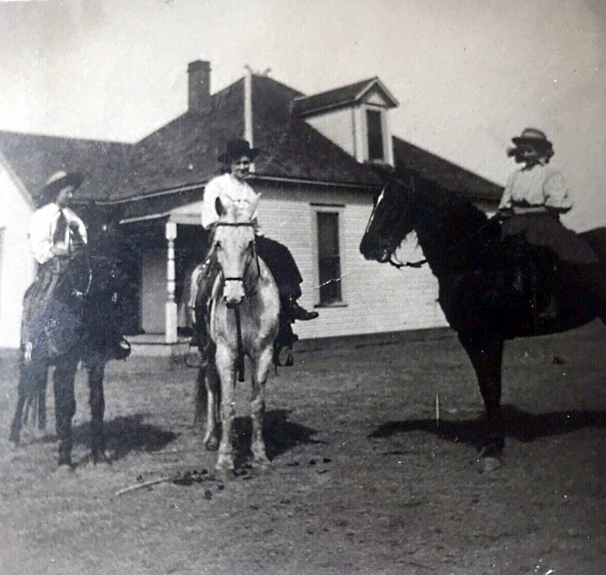 Girls Riding Horses Sidesaddle in Canyon in 1908