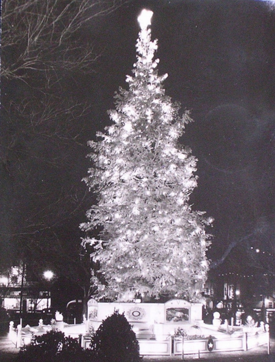 Lighted Christmas tree in El Paso 1945