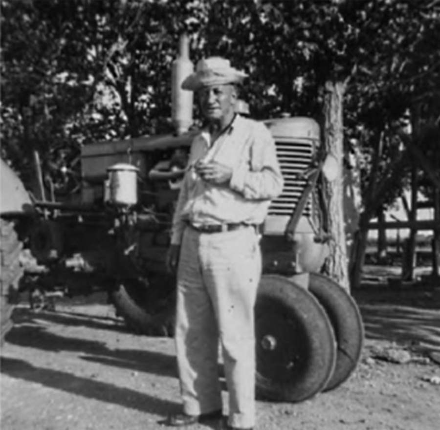 Farmer and  Tractor in Anton Texas in 1949