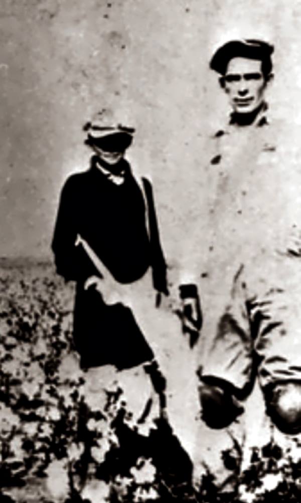 Jim Bob Wills and Cousin Picking Cotton in Mid-1920s