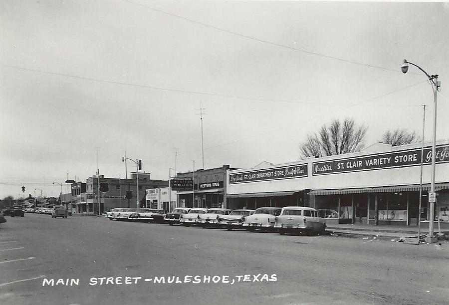 Main Street Muleshoe Texas in 1950s