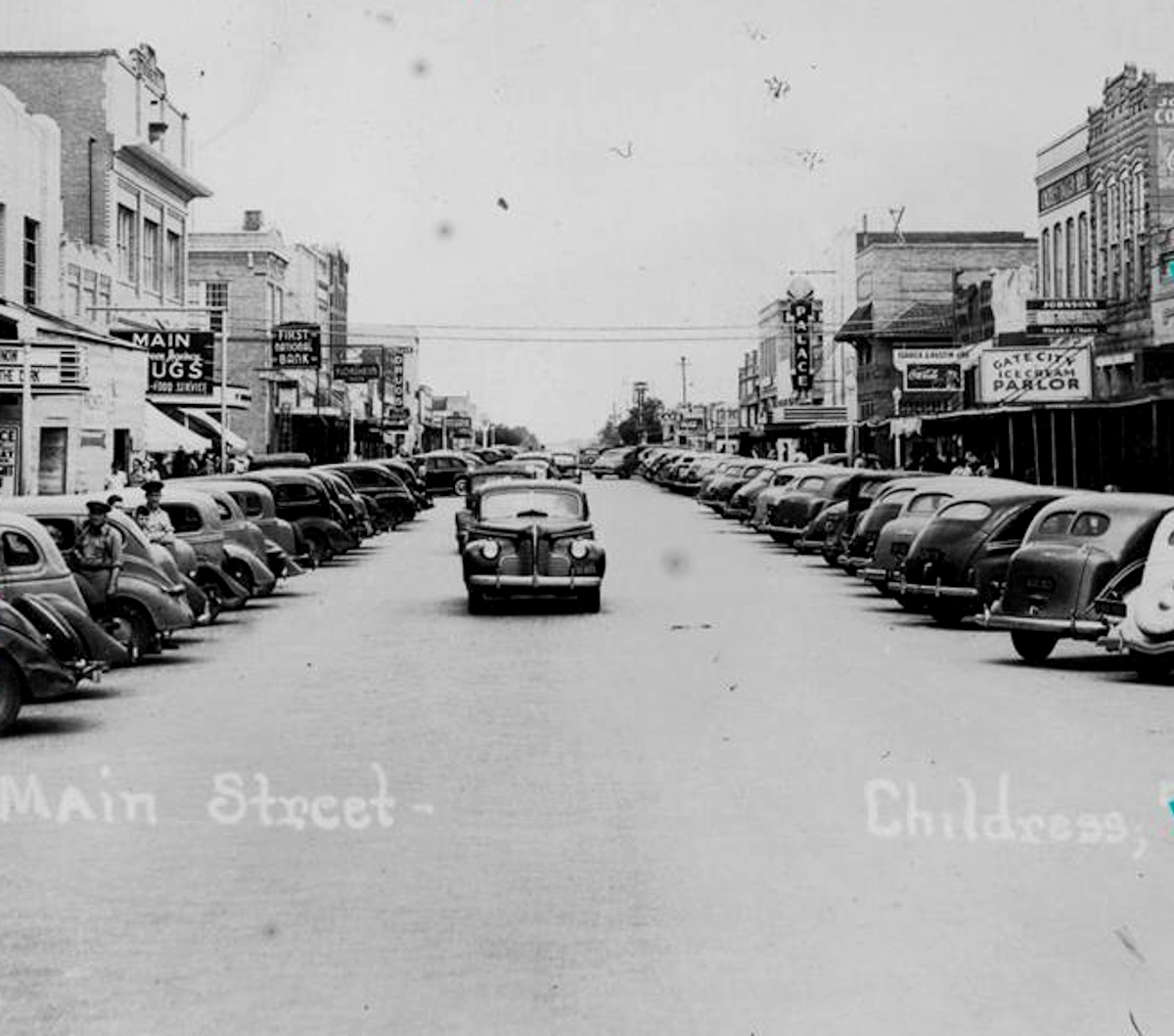 Main Street in Childress in 1950
