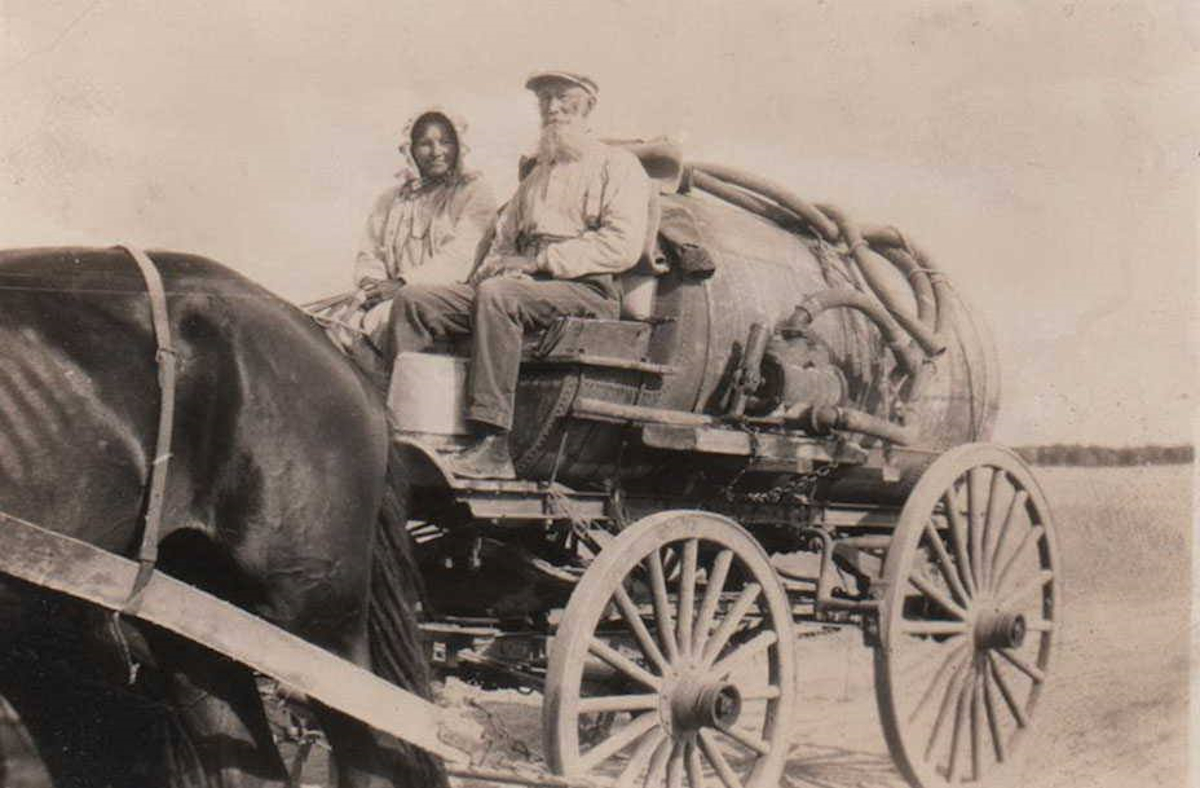 Michael Baughman on Water Wagon in 1800s