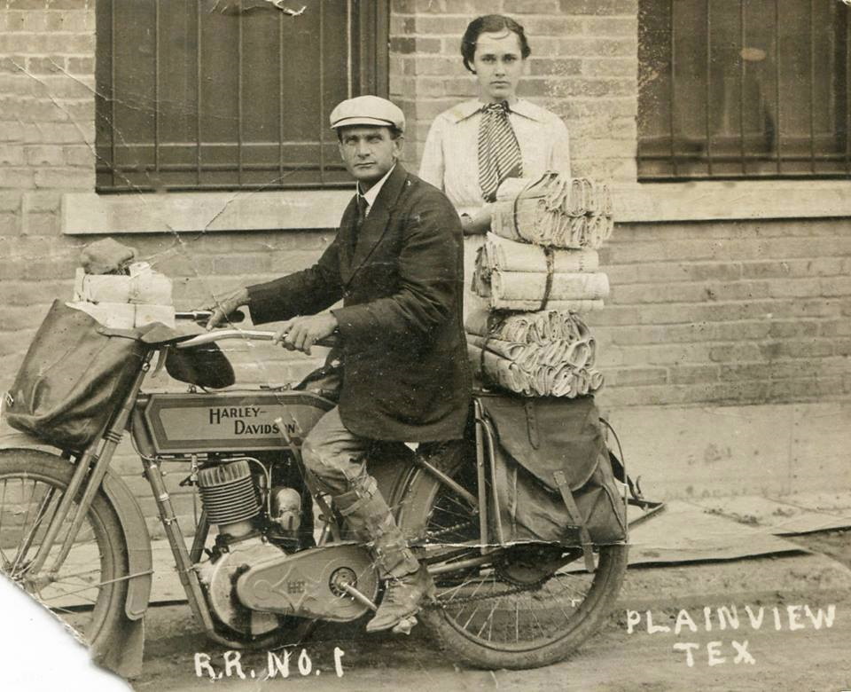 Mail Carriers Deliver Mail on Harley Davidson in 1915
