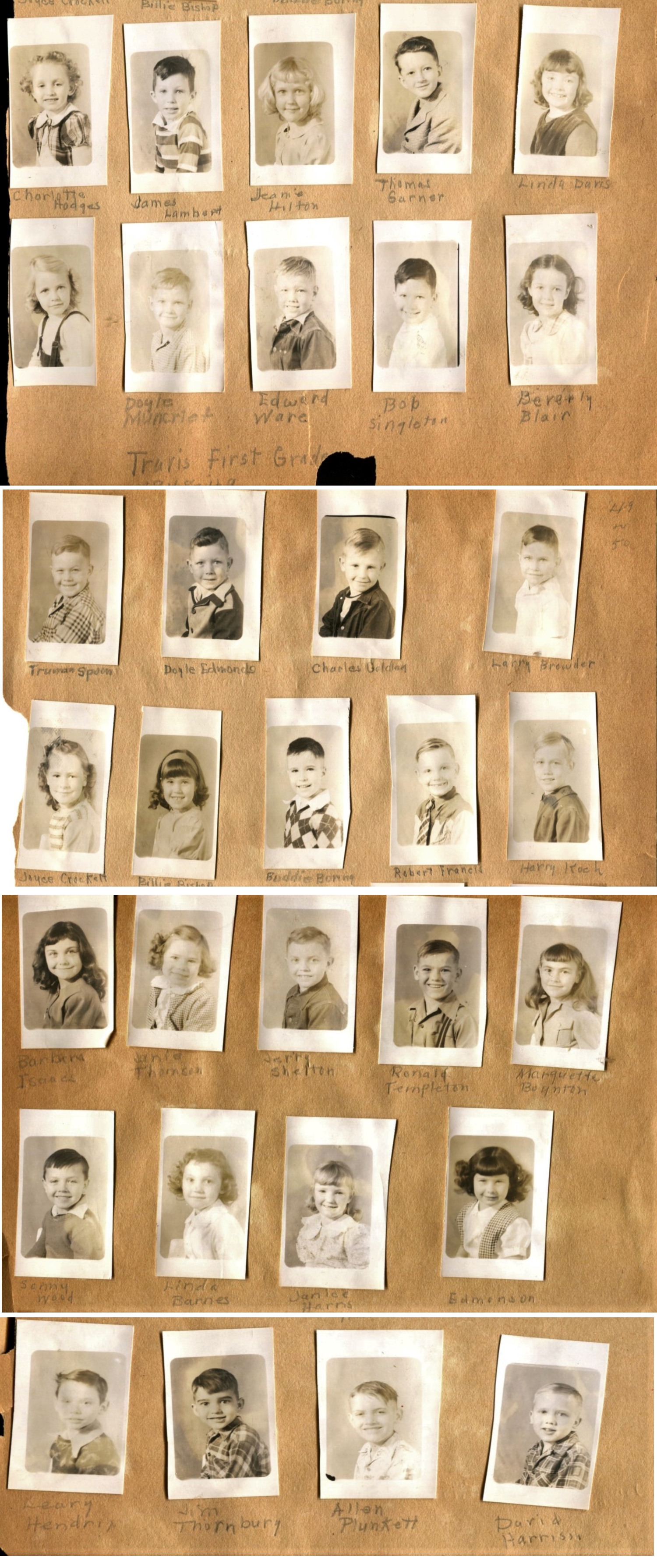 Quanah Texas 1st Grade Class Individual Photos