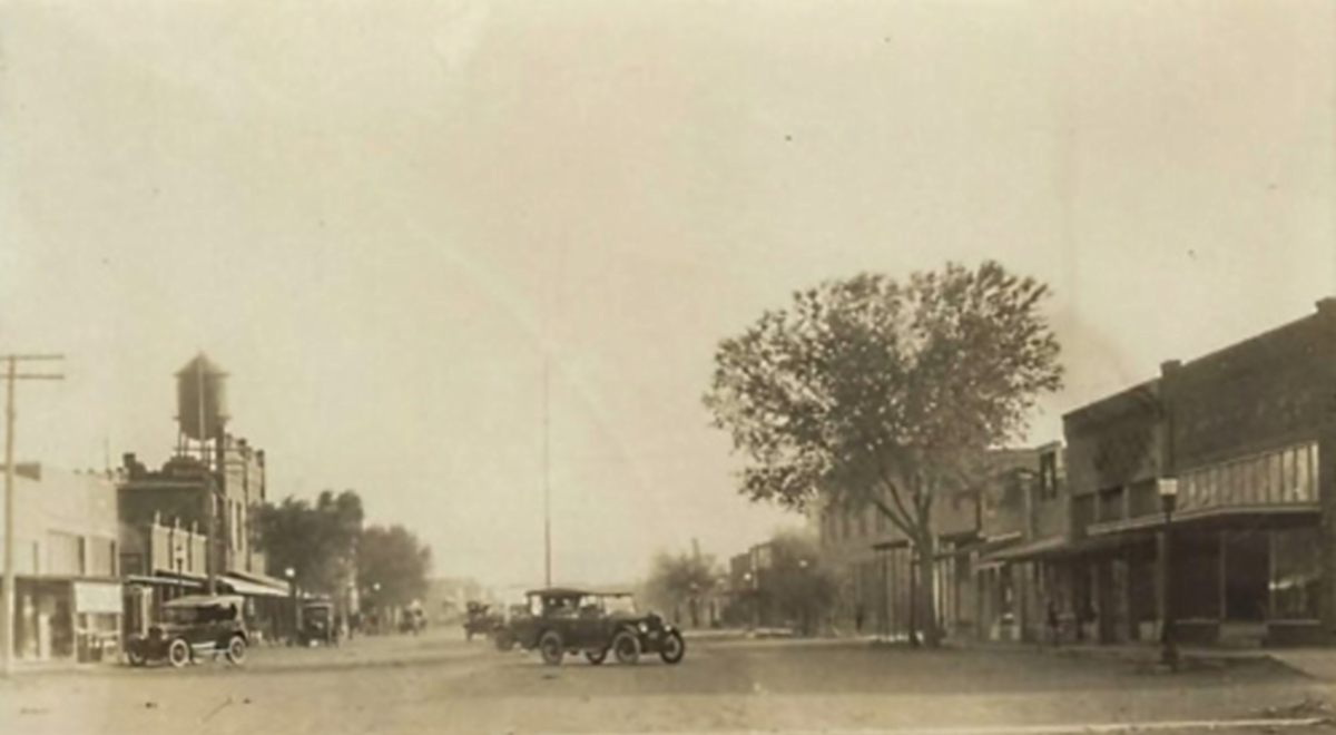 Second Street in Texhoma in 1920s