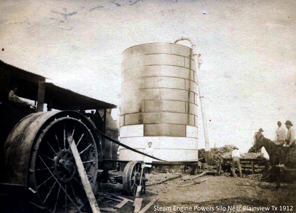 Steam Engine Powers Silo Near Plainview Texas in 1912