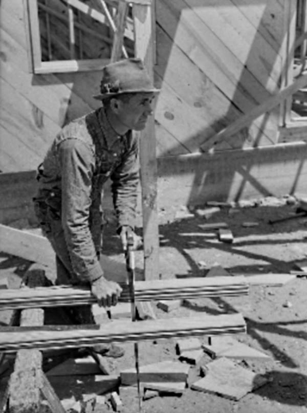 Vernon Hardcastle building home in 1939