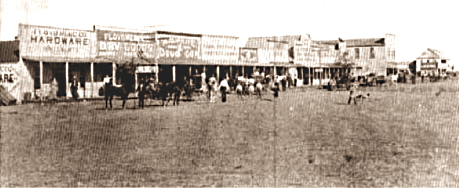 West side of square in Floyd City Texas (Floydada) 1890s